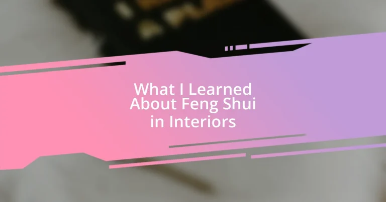 What I Learned About Feng Shui in Interiors